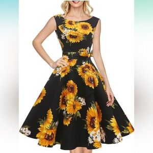 Boatneck sunflower dress - size large